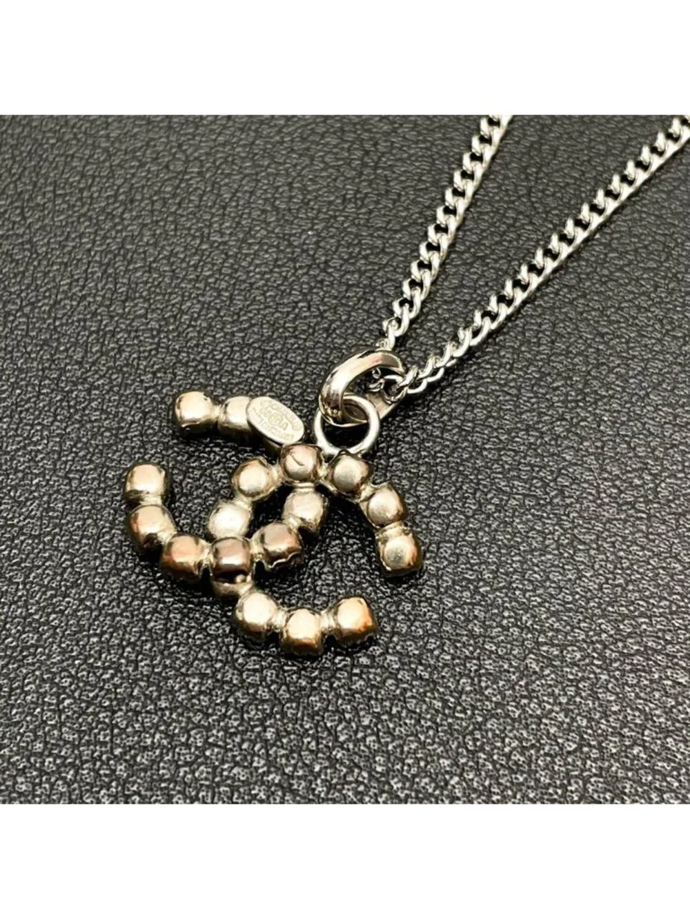 Chanel CC Logo Necklace Rhinestone Icon Coco
